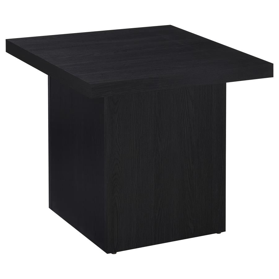 Devar Square Engineered Laminate End Side Table Black