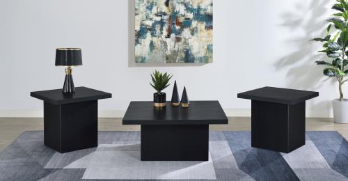 Devar 3-piece Square Cocktail Coffee End Table Set Black