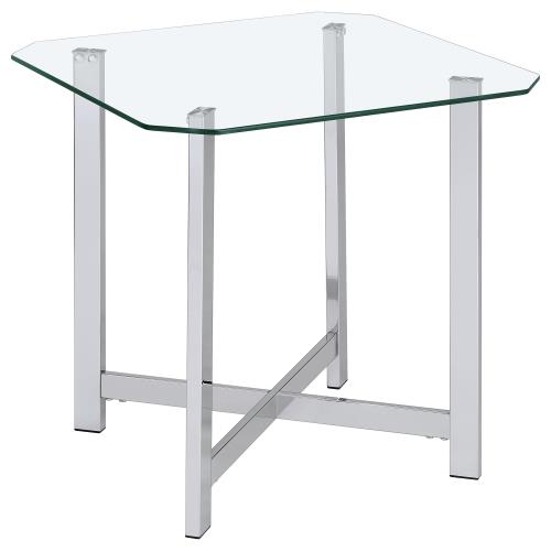 Cronin Square Tempered Glass Top Side End Table Chrome