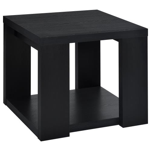 Pavone Transitional Square Storage End Table with Open Lower Shelf Black