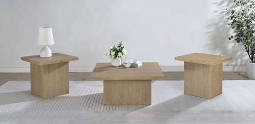 Devar 3-piece Square Cocktail Coffee End Table Set Latte