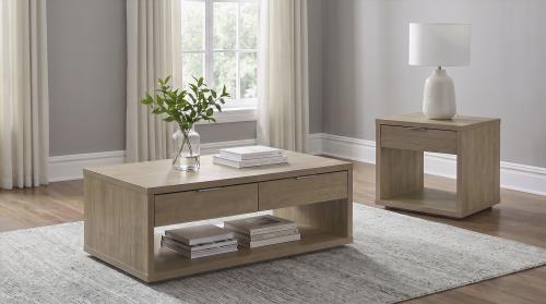 Ingram 2-Piece Coffee and End Table Set with Storage Latte