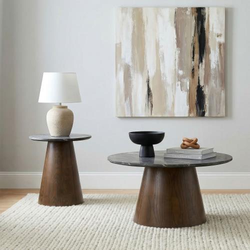 Franklin 2-piece Round SmartTop™ Coffee Table Set Grey and Dark Brown