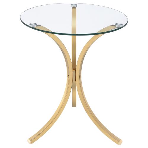 Eloise Round Glass Top Curved Metal Side Table Gold