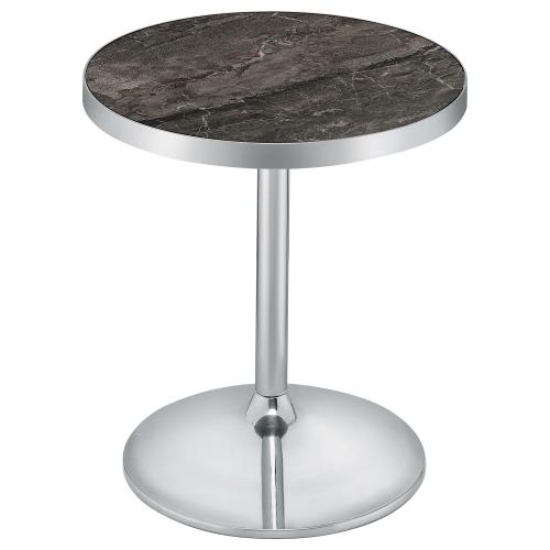 Cazen Round Faux Marble Top Pedestal Side Table Grey