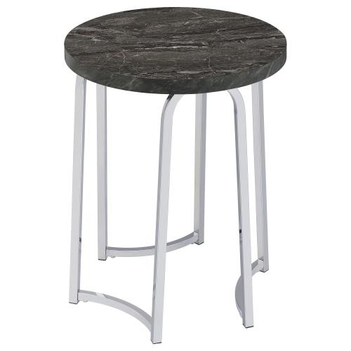 Barcelo Round Faux Marble Top Metal Side Table Grey