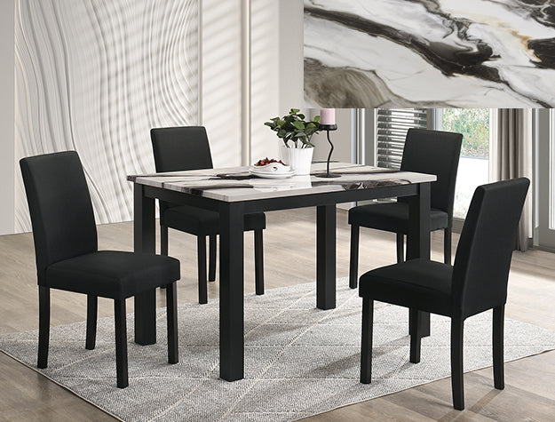 Resia Dining Set - Brown Marble