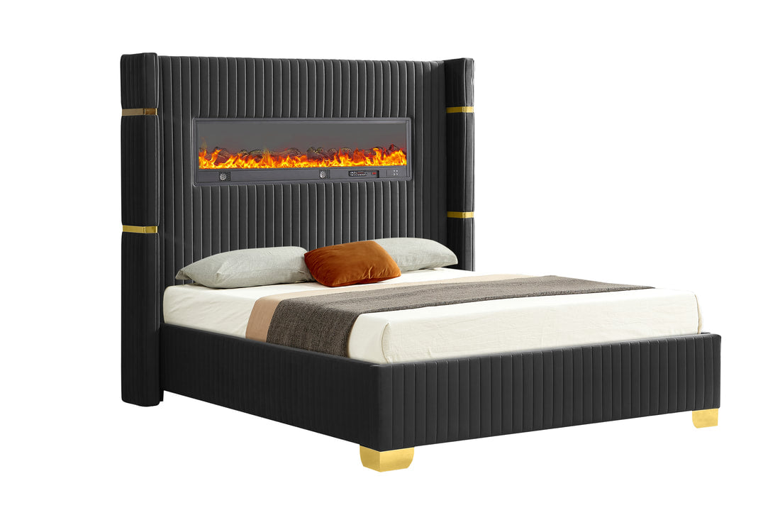 Romance Platform Queen Bed - Black Velvet