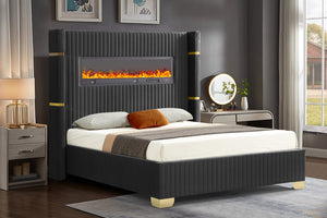 Romance Platform Queen Bed - Black Velvet