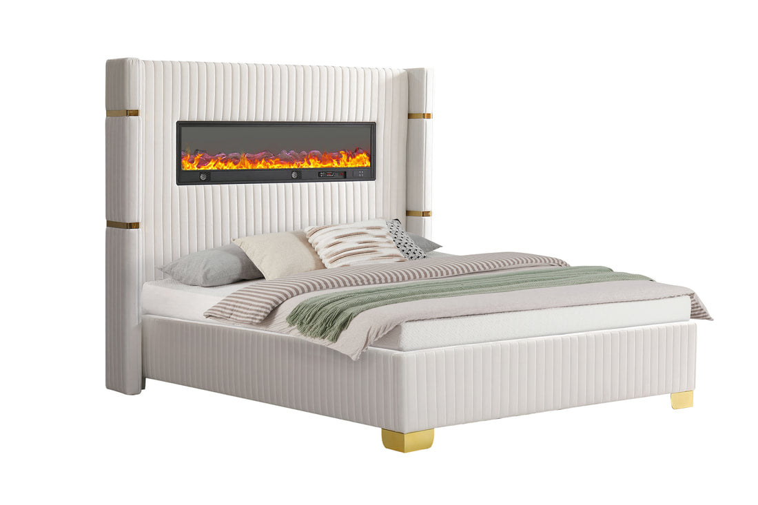 Romance Platform Bed - White Velvet