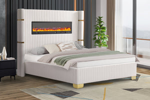Romance Platform Bed - White Velvet