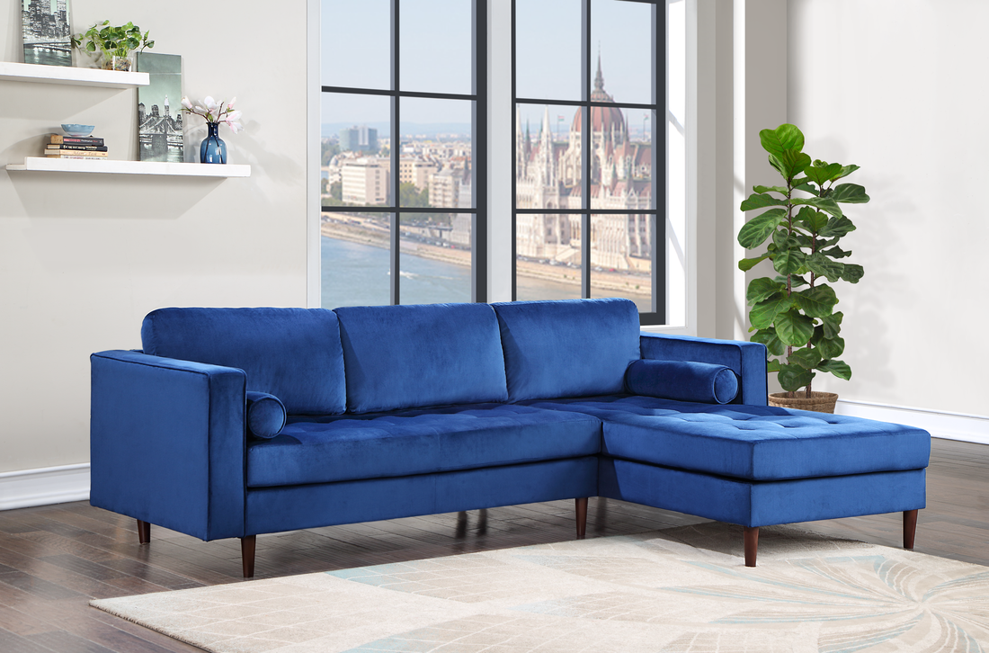 Roxy Sofa Chaise - Blue Velvet