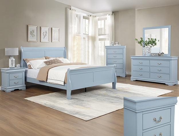 Louis Philip Blue 5-Piece Bedroom Set by Crown Mark
