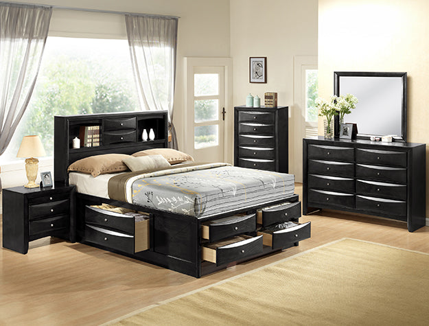 Emily Black Storage 5-Piece Bedroom Set by Crown Mark