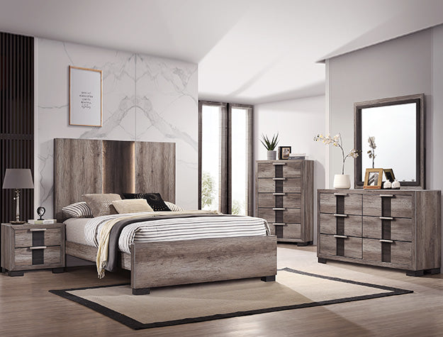 Rangley Gray/Brown 5-Piece Bedroom Set by Crown Mark