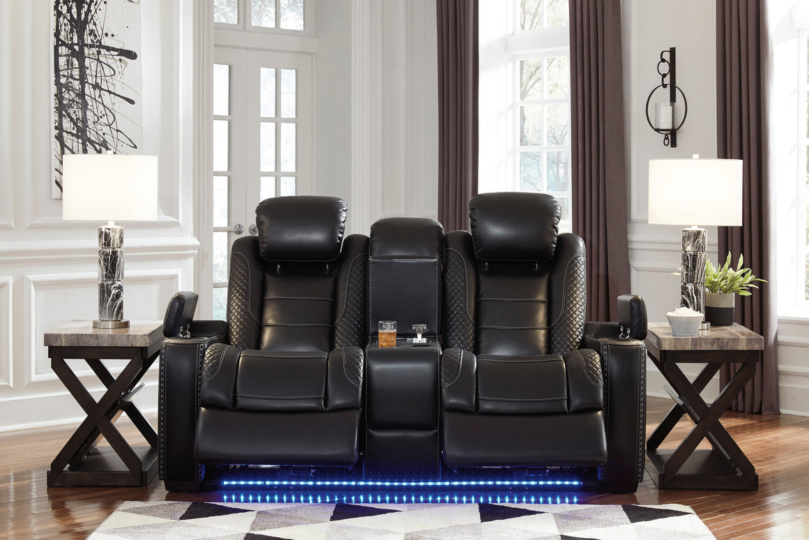 Party Time Power Reclining Loveseat with Console - Midnight