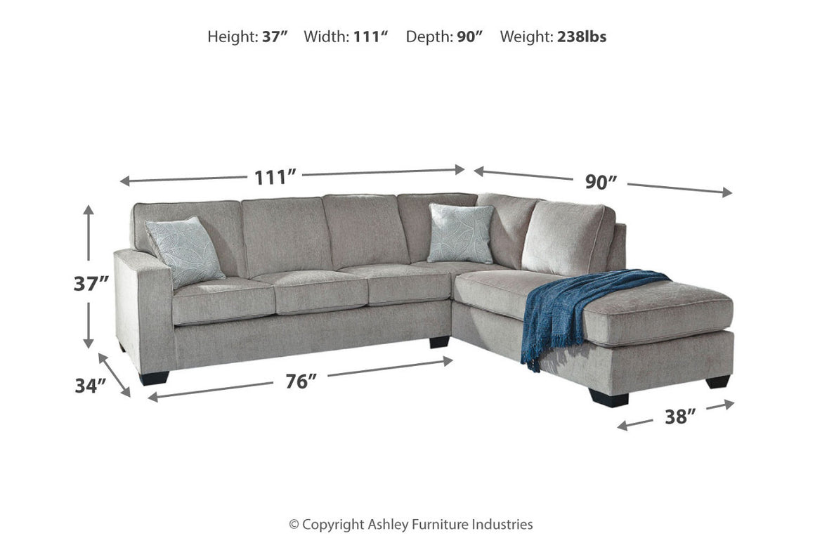 Altari 2-Piece Sectional with RAF Chaise - Alloy