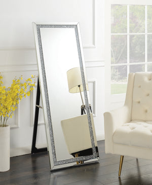 Novak Rectangular Cheval Floor Mirror - Silver