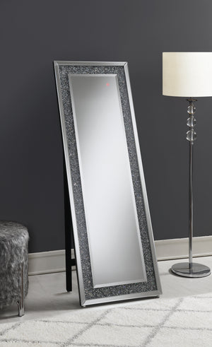 Carisi Rectangular Standing Mirror with LED Lighting - Silver