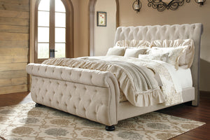 Willenburg Queen Upholstered Sleigh Bed - Linen