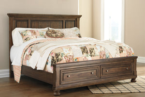 Flynnter King Panel Bed with 2 Storage Drawers - Medium Brown