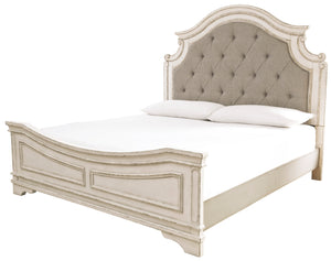 Realyn King Upholstered Panel Bed - Antique White