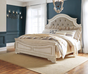 Realyn King Upholstered Panel Bed - Antique White