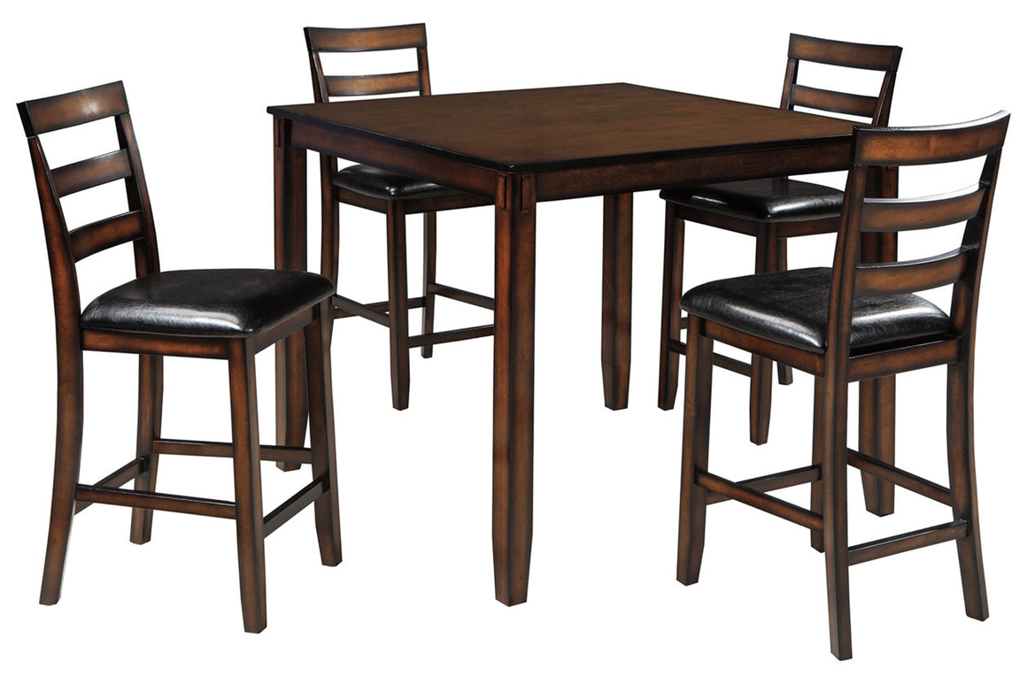 Coviar Counter Height Dining Table & Bar Stools (Set of 5) - Brown