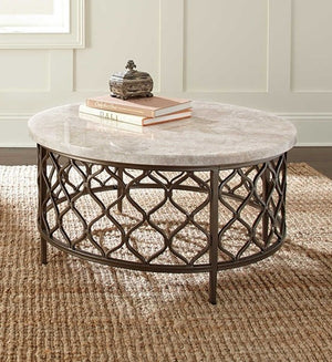 Roland Cocktail Table - White/Bronze