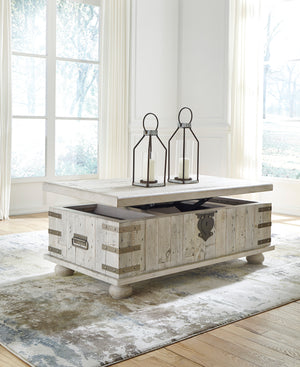 Carynhurst Lift Top Cocktail Table - White Wash Gray
