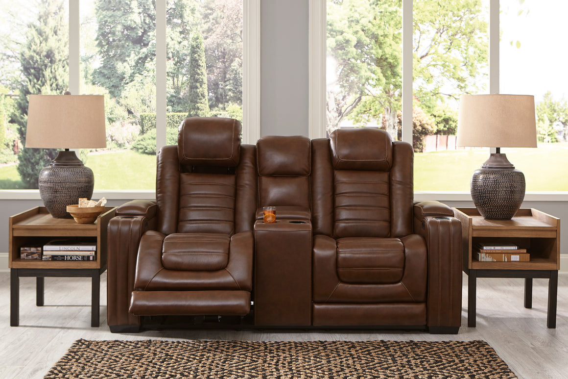 Backtrack Power Reclining Loveseat with Console - Chololate