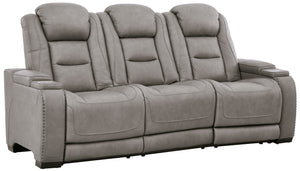The Man-Den Power Reclining Sofa, Loveseat & Chair - Gray Leather