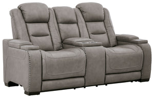 The Man-Den Power Reclining Sofa, Loveseat & Chair - Gray Leather
