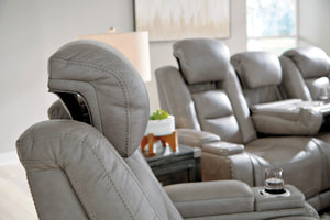 The Man-Den Power Reclining Sofa, Loveseat & Chair - Gray Leather