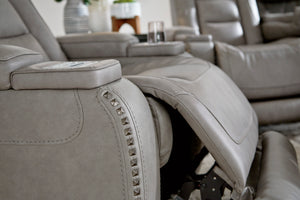 The Man-Den Power Reclining Sofa, Loveseat & Chair - Gray Leather