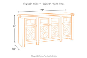 Bolanburg 74" TV Stand - Antique White