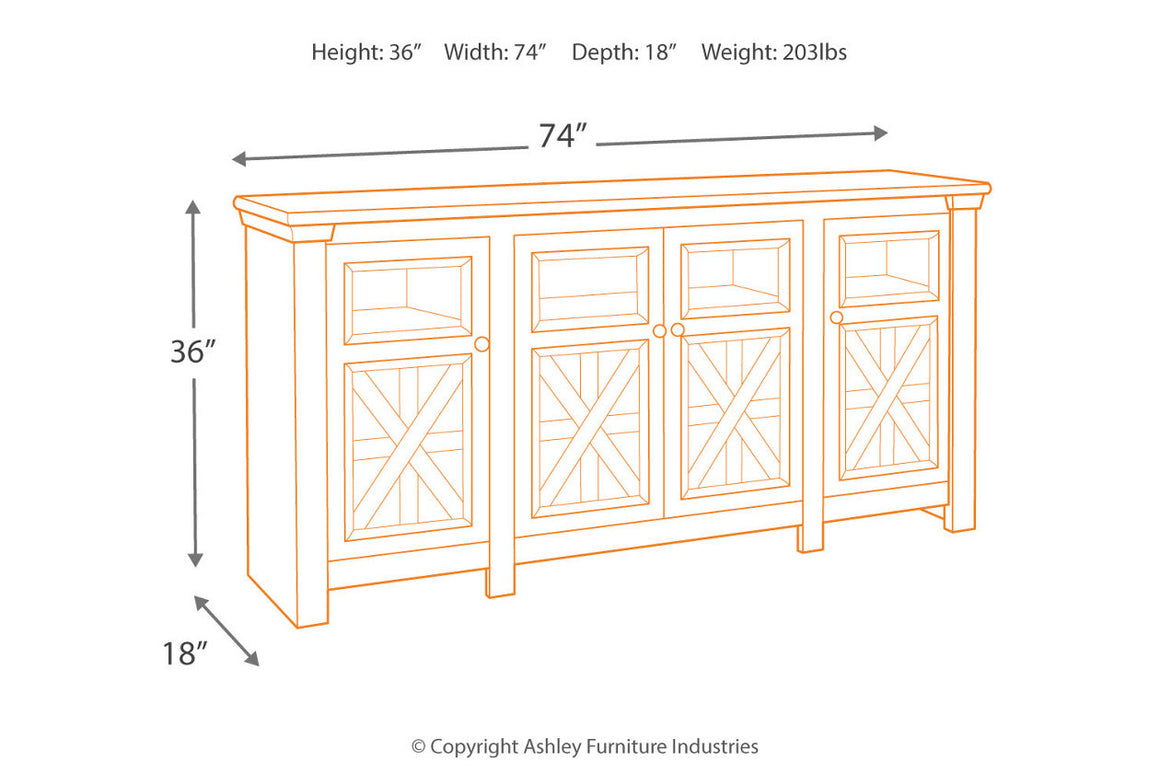 Bolanburg 74" TV Stand - Antique White