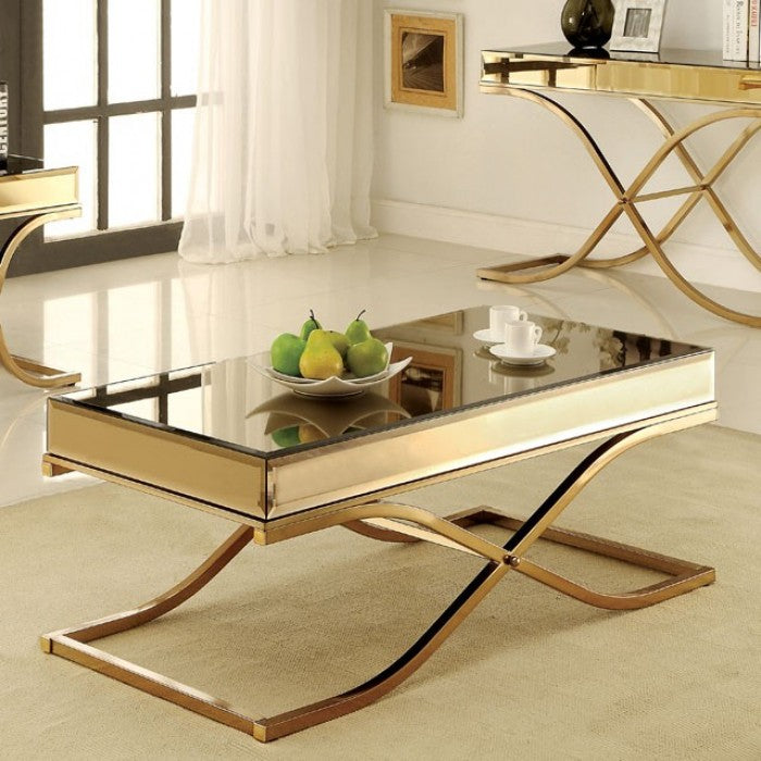 Sundance Coffee Table - Brass/Mirror