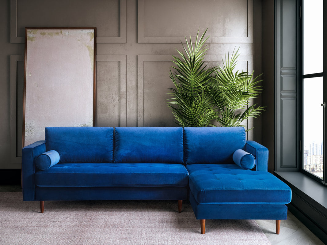 Roxy Sofa Chaise - Blue Velvet